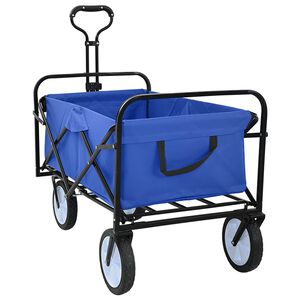vidaXL Chariot de shopping pliant avec freins Bleu 94 x 53 x 99 cm