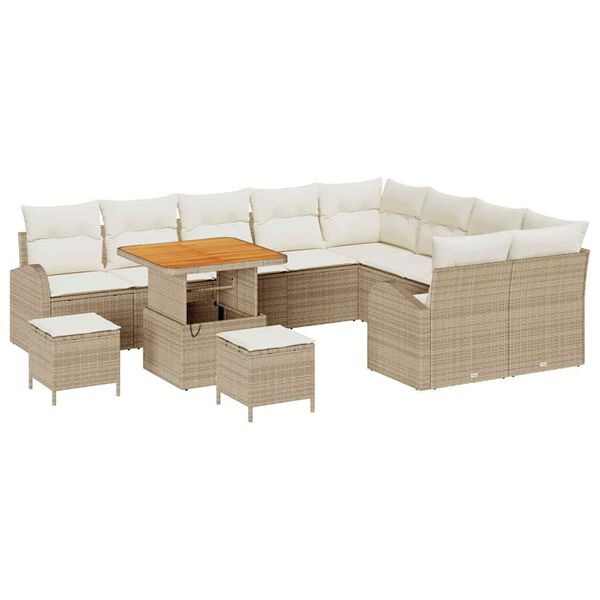 vidaXL Ensemble de canap&eacute; de jardin 12 pcs Beige polyrotin