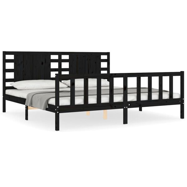 vidaXL Cadre de lit sans matelas noir 200x200 cm bois massif de pin