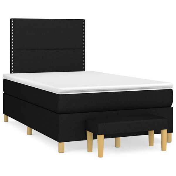 vidaXL Sommier &agrave; lattes de lit avec matelas noir 120x190 cm tissu
