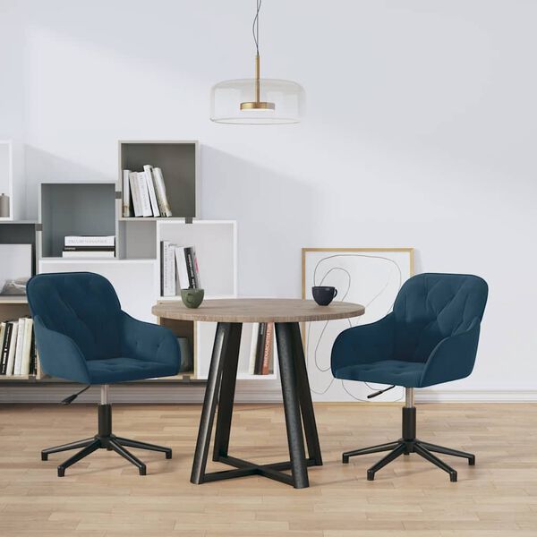 vidaXL Chaises pivotantes &agrave; manger lot de 2 Bleu Velours