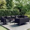 vidaXL Salon de jardin 10 pcs avec coussins R&eacute;sine tress&eacute;e Gris fonc&eacute;