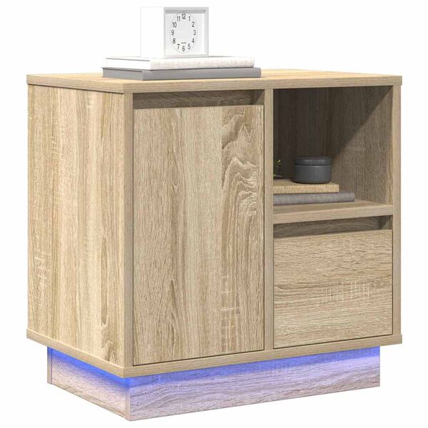 vidaXL Cabinet de chevet avec tiroir Ch&ecirc;ne Sonoma 50 x 34,5 x 50 cm.