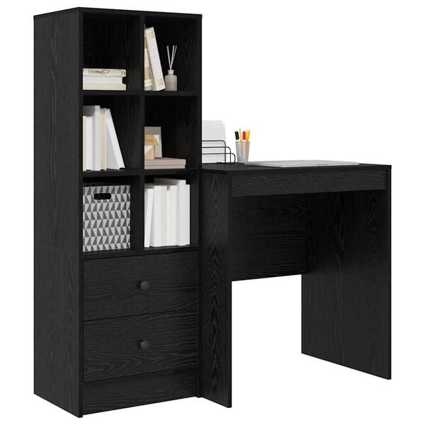 vidaXL Bureau avec tiroir 2 pcs Ch&ecirc;ne noir