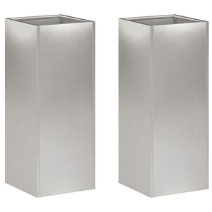 vidaXL Cache-pot de jardin 2 pc Argent&eacute; 20 x 20 x 50 cm