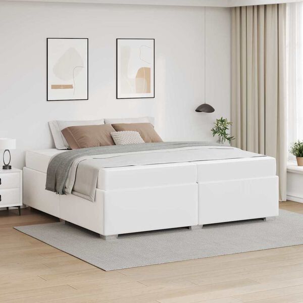 vidaXL Cadre de lit avec matelas Blanc 200 x 200 cm tissu