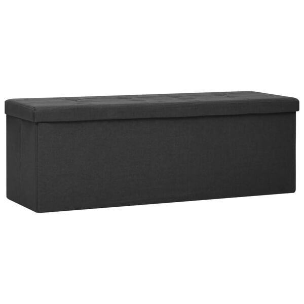 vidaXL Banc de rangement pliable Noir Faux lin