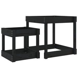 vidaXL Tables &agrave; sable 2 pcs noir bois de pin massif