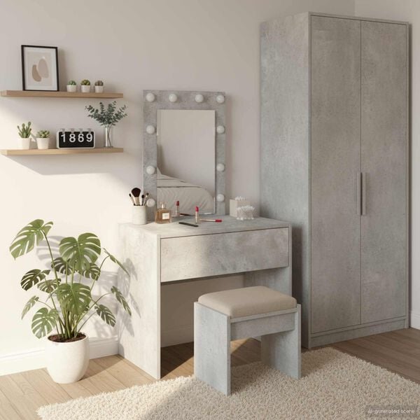vidaXL Table de Toilette Gris 60 x 40 x 70 cm Bois d'ingénierie