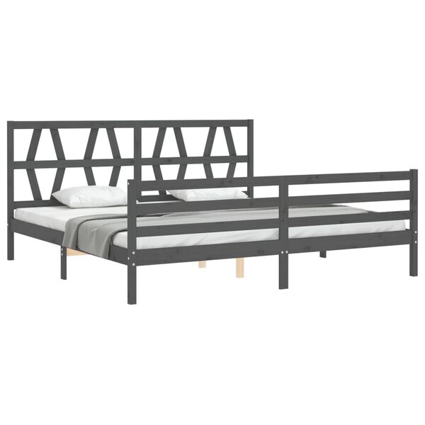 vidaXL Cadre de lit sans matelas gris 200x200 cm bois massif
