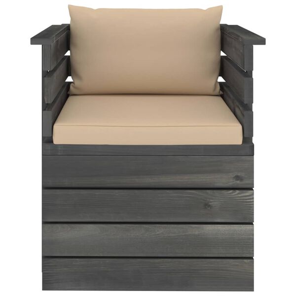 vidaXL Fauteuil de jardin avec coussins Bois de pin