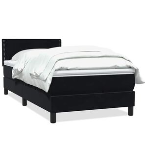 vidaXL Sommier &agrave; lattes de lit avec matelas noir 80x220 cm velours