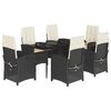 vidaXL Ensemble &agrave; manger de jardin coussins 7pcs Noir R&eacute;sine tress&eacute;e