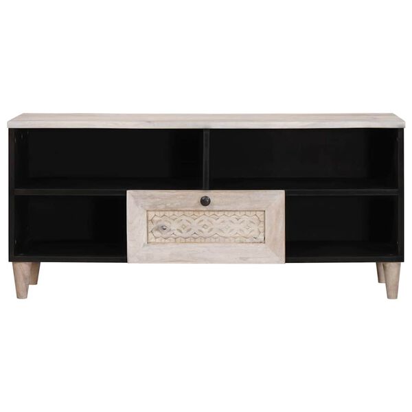 vidaXL Unites TV avec tiroir Blanc 105 x 33 x 46 cm Bois d'ing&eacute;nierie