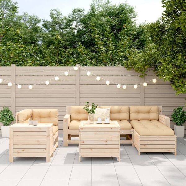 vidaXL Salon de jardin 7 pcs bois de pin massif