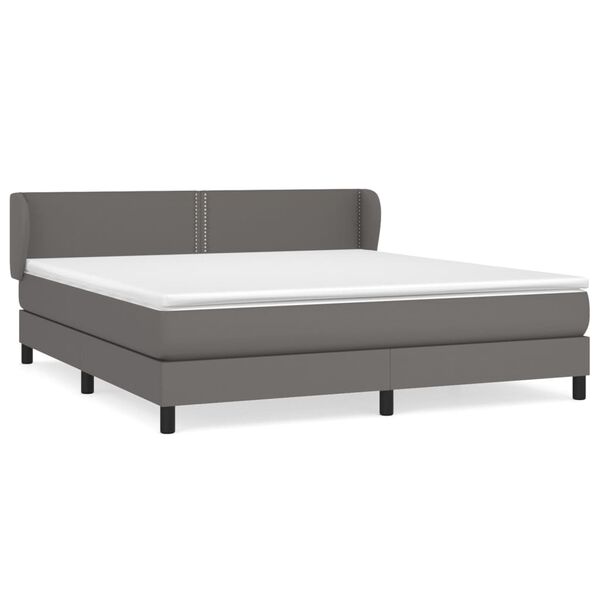vidaXL Sommier &agrave; lattes de lit avec matelas Gris 160x200 cm Similicuir