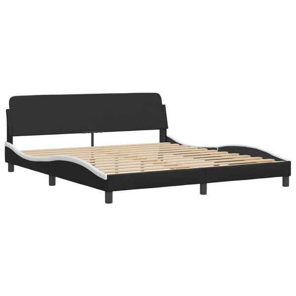 vidaXL Lit avec matelas Zadar noir et blanc 180x200 cm similicuir