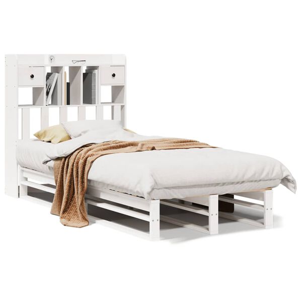 vidaXL Lit biblioth&egrave;que sans matelas blanc 75x190cm bois de pin massif