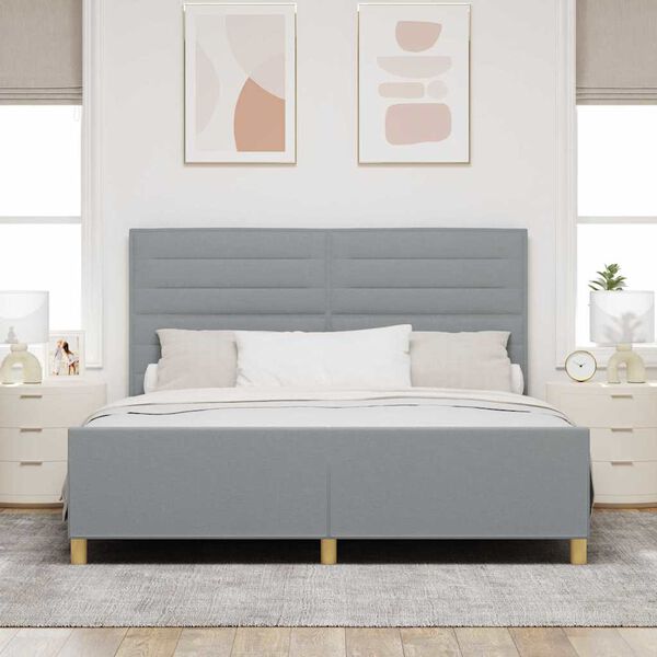 vidaXL Cadre de lit avec t&ecirc;te de lit Gris clair 180 x 200 cm tissu