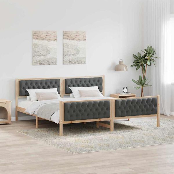 vidaXL Cadre de lit Gris fonc&eacute; 200 x 200 cm Pin massif