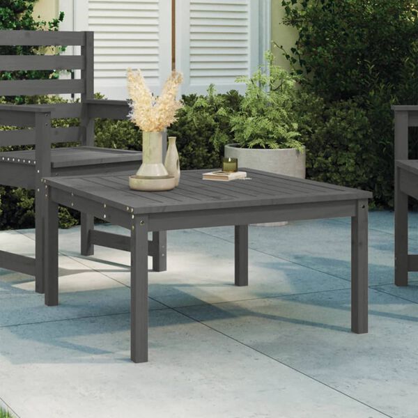 vidaXL Table de jardin gris 82,5x82,5x45 cm bois massif de pin