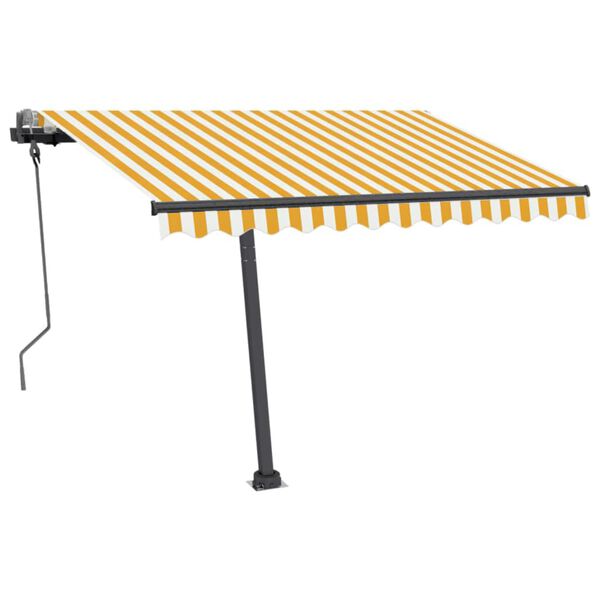 vidaXL Auvent manuel r&eacute;tractable sur pied 300x250 cm Jaune/Blanc