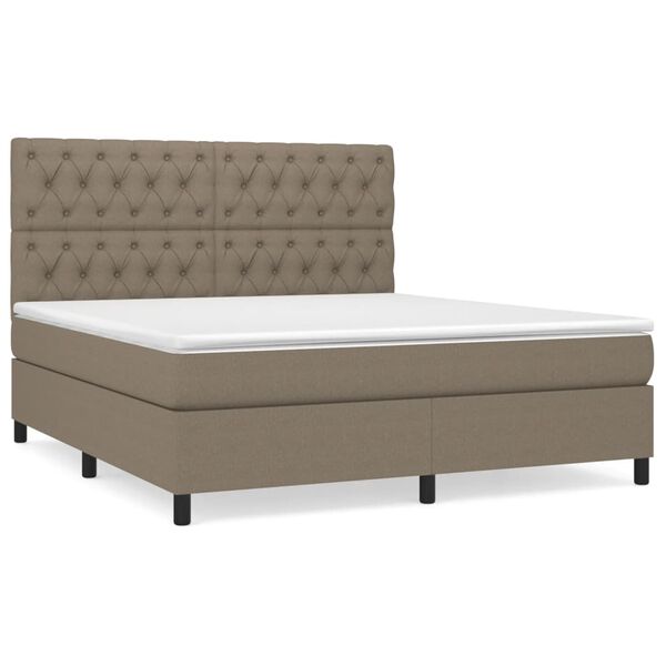 vidaXL Sommier &agrave; lattes de lit avec matelas Taupe 160x200 cm Tissu