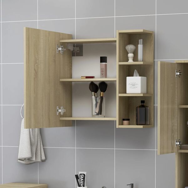 vidaXL Armoire &agrave; miroir de salle de bain Ch&ecirc;ne sonoma Bois ing&eacute;nierie
