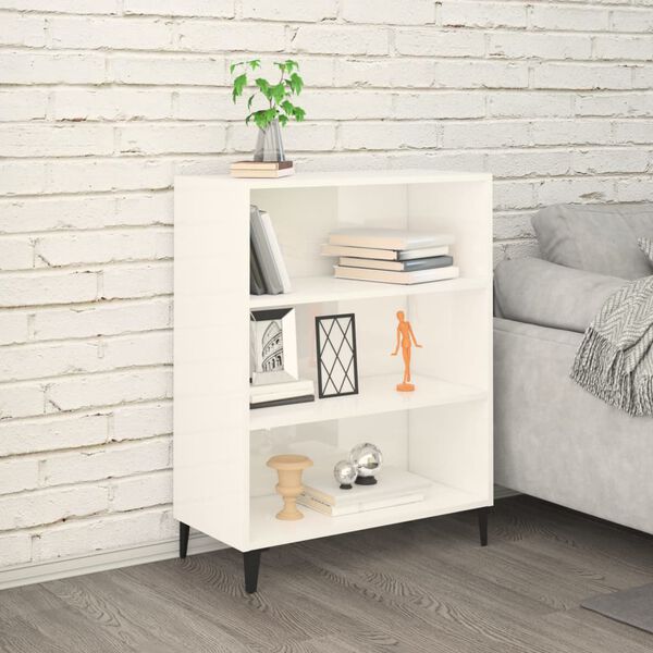 vidaXL Buffet Blanc brillant 69,5x32,5x90 cm Bois d'ing&eacute;nierie