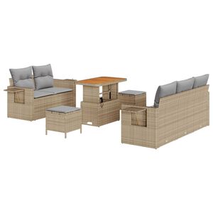 vidaXL Ensemble de canap&eacute; de jardin avec coussin 8 pcs Beige polyrotin