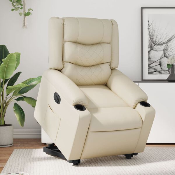 vidaXL Fauteuil inclinable &eacute;lectrique cr&egrave;me similicuir