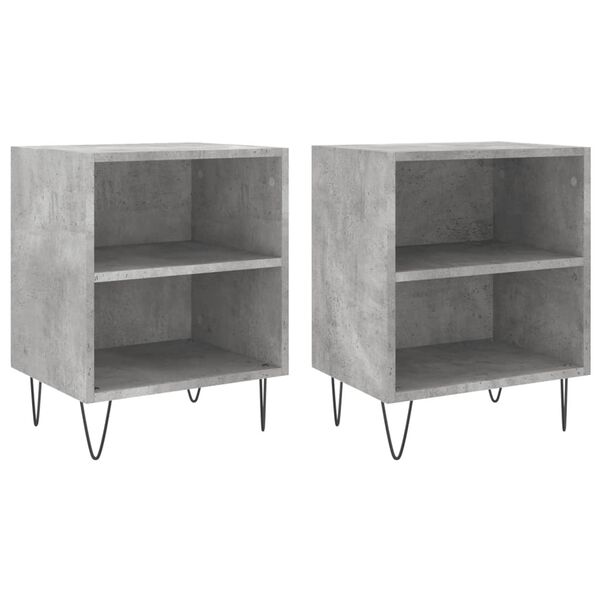 vidaXL Tables de chevet 2 pcs gris b&eacute;ton 40x30x50 cm bois d'ing&eacute;nierie