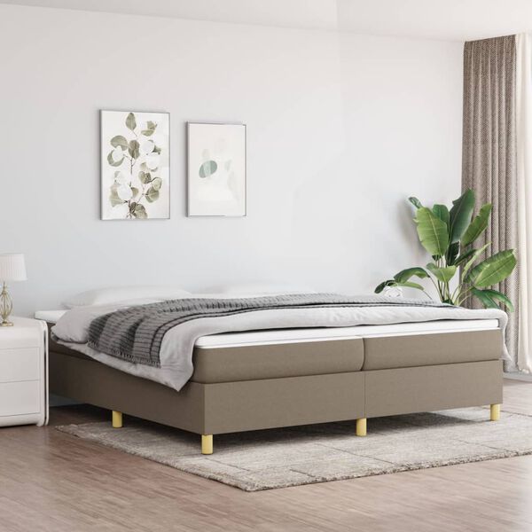vidaXL Cadre de lit &agrave; ressorts taupe 200x200 cm tissu
