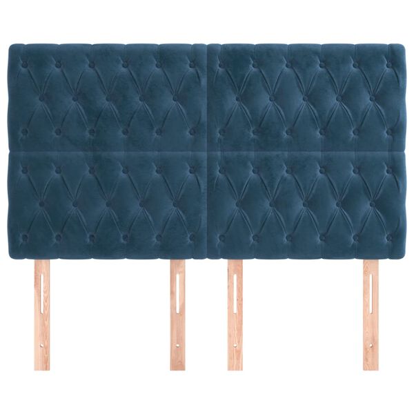 vidaXL T&ecirc;te de lit Bleu fonc&eacute; 144 x 7 x 118/128 cm Velours