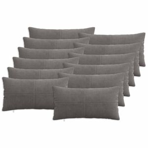 vidaXL Housse de coussin 12 pc ALMELO Gris fonc&eacute; 40 x 80 cm