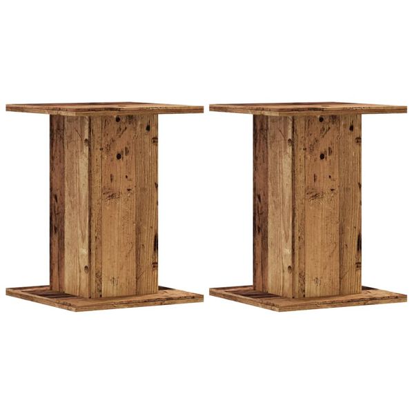 vidaXL Supports de haut-parleurs 2 pcs vieux bois bois d'ing&eacute;nierie