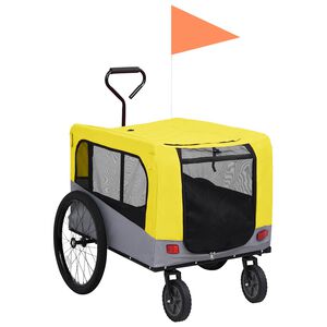 vidaXL Remorque de v&eacute;lo pour chiens et poussette 2-en-1 jaune et gris