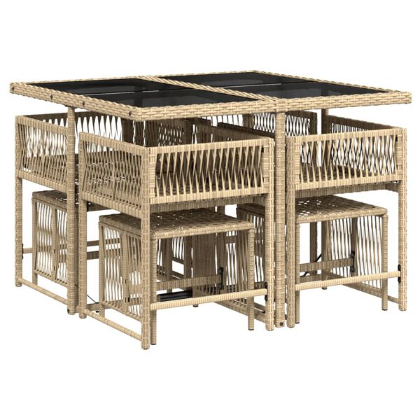 vidaXL Ensemble &agrave; manger de jardin et coussins 9 pcs m&eacute;lange beige