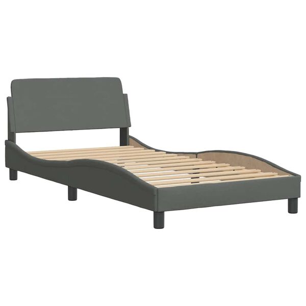 vidaXL Cadre de lit sans matelas Hvar gris fonc&eacute; 100x203 cm tissu