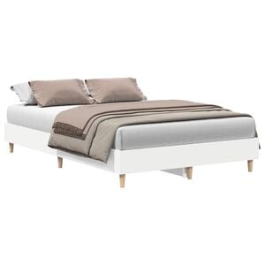 vidaXL Cadre de lit sans matelas blanc 135x190 cm bois d'ing&eacute;nierie