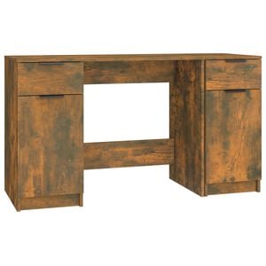 vidaXL Bureau avec armoire lat&eacute;rale Ch&ecirc;ne fum&eacute; Bois d'ing&eacute;nierie