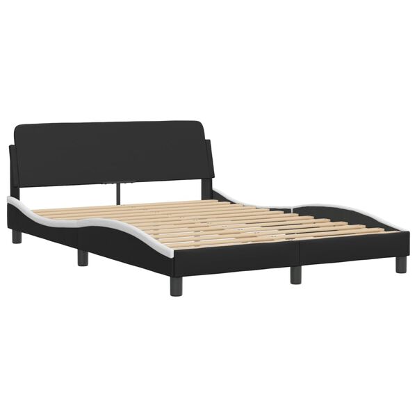 vidaXL Lit avec matelas Hvar noir et blanc 140x190 cm similicuir