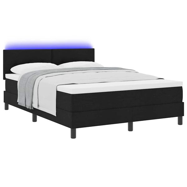 vidaXL Lit &agrave; ressorts avec matelas avec LED Noir 140 x 190 cm tissu