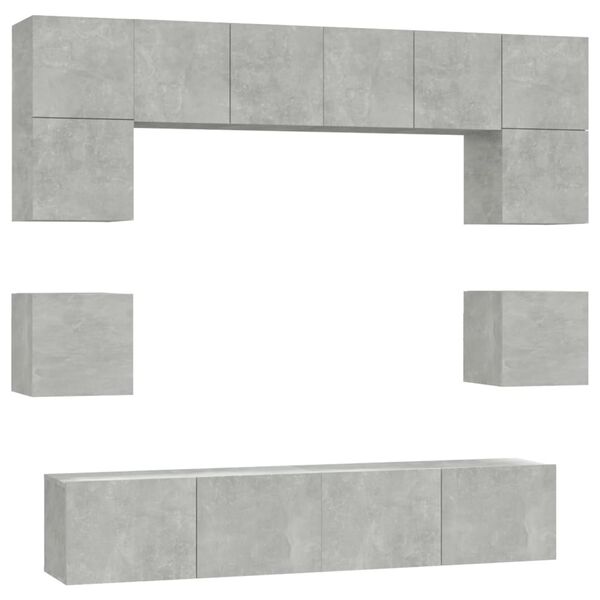 vidaXL Ensemble de meubles TV 8 pcs Gris b&eacute;ton Bois d'ing&eacute;nierie