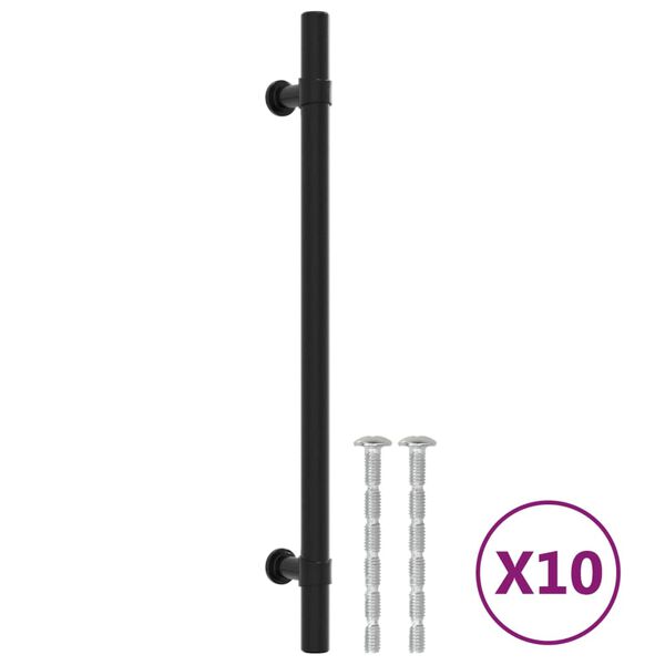 vidaXL Poignées d'armoire 10 pcs noir 192 mm acier inoxydable