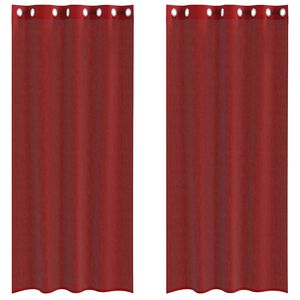 vidaXL Rideaux en voile avec &oelig;illets 2 pcs rouge bordeaux