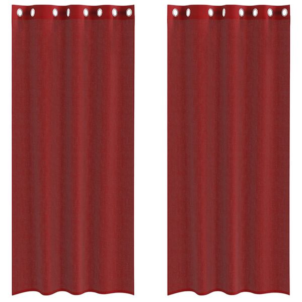 vidaXL Rideaux en voile avec œillets 2 pcs rouge bordeaux