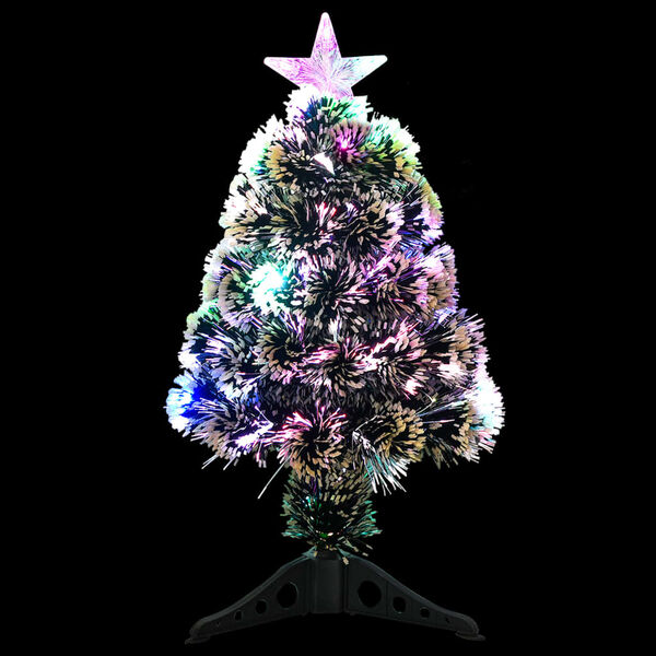 vidaXL Arbre de No&euml;l pr&eacute;-&eacute;clair&eacute; vert et blanc 64 cm fibre optique