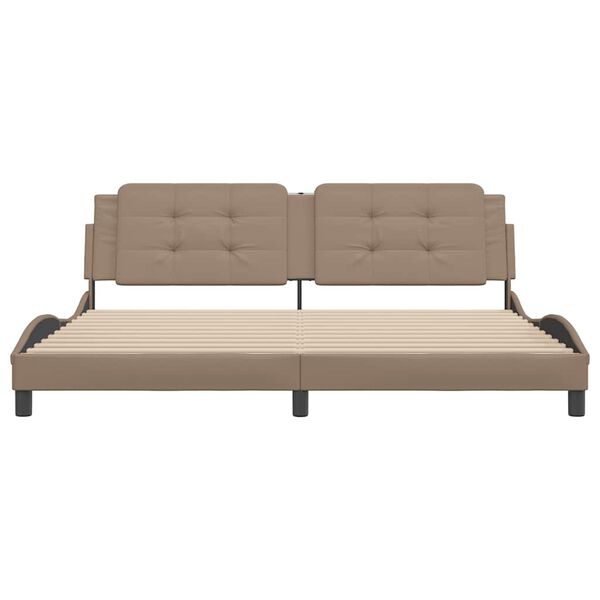 vidaXL Cadre de lit sans matelas Zadar cappuccino 200x200 cm similicuir