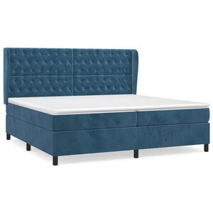 vidaXL Sommier &agrave; lattes de lit et matelas Bleu fonc&eacute; 200x200cm Velours